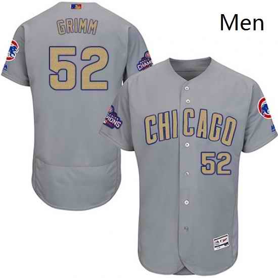 Mens Majestic Chicago Cubs 52 Justin Grimm Authentic Gray 2017 Gold Champion Flex Base MLB Jersey